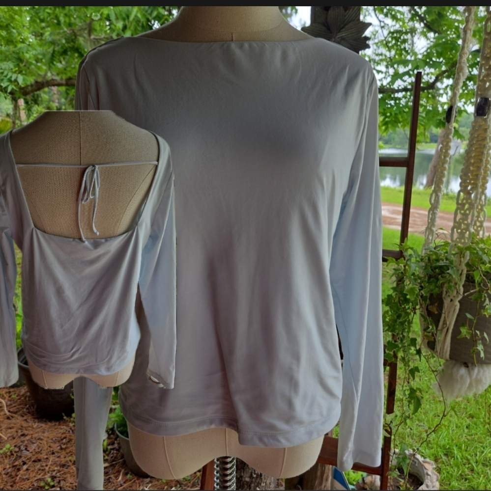 Wild Fable Stretchy Mint Green Open Back Crop Top - Picture 1 of 10